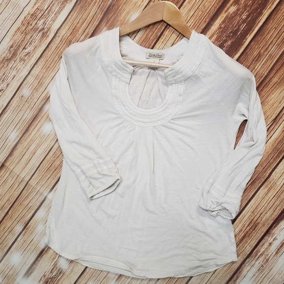 Lucky Brand Cream Horseshoe Neck Top Boho Hippie Western Bohemian Casual… - Picture 8 of 8